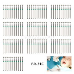 100pcs Dental Diamond Burs For High Speed Handpiece Friction Grip 1.6mm