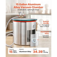 Uimoso 15 Gal Aluminum Vacuum Chamber with Tempered Glass Lid for Degassing