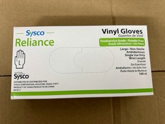 Sysco Reliance Vinyl Gloves Foodservice Grade Powder-Free Large 100 ct