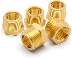Litoexpe 5Pcs Brass Reducer Hex Bushing, 3/4″ NPT Male to 1/2″ NPT Female Thread