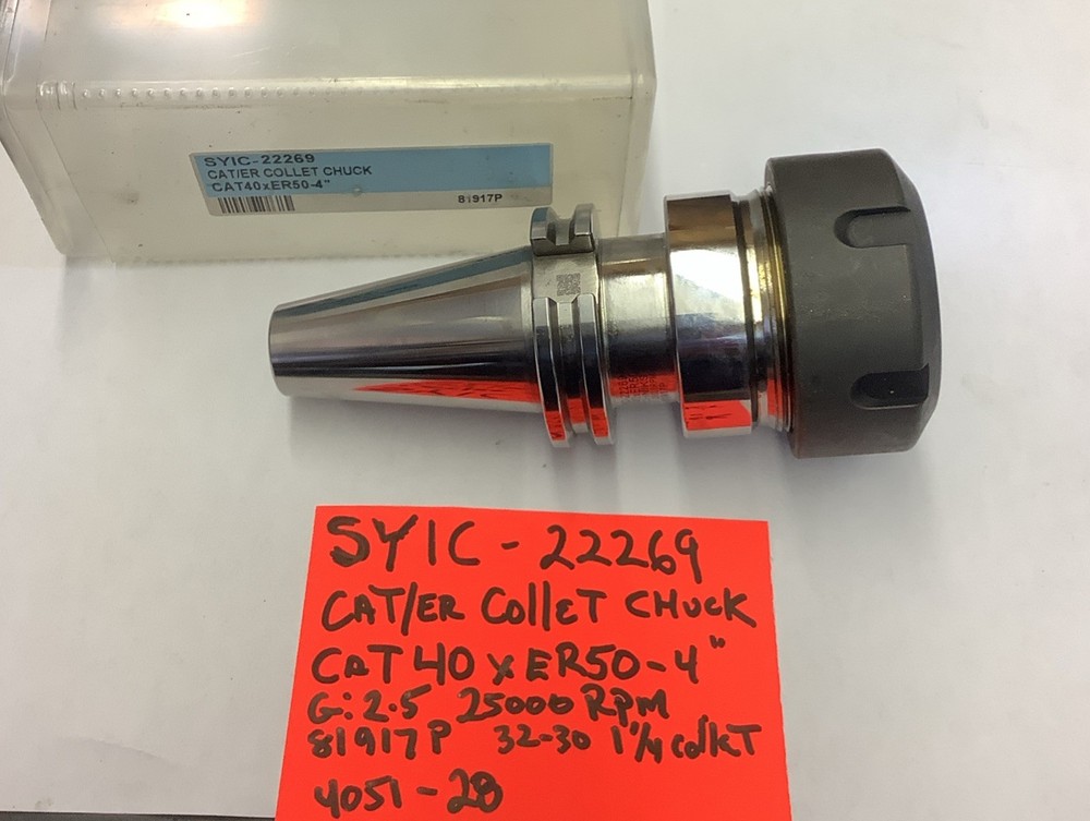 SYIC- 22269 CAT40 X ER50-4” Collet Chuck,(No Pull Plug)4051-28