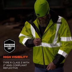 Unisex-Adult 3-in-1 Hi-Vis Winter Bomber Jacket, Lime, Large US