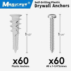 Self Drilling Drywall Anchors with Screws Kit 120 Pcs, No Pre Drill Required ..