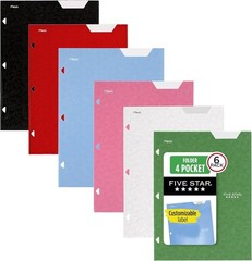 4 Pocket Paper Folders 6 Pack Fits 3 Ring Binder Holds 8.5 x 11 Letter Paper