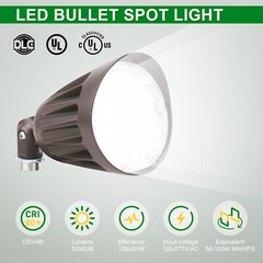 25W LED Bullet Flood Light 3CCT Selectable LED Landscape Spotlight with Knuckle