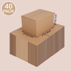 40 Pack 7x5x4 Inches Brown Cardboard Shipping Boxes for Packing, Moving, Mailing