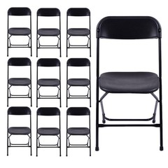 10 Pack Plastic Commercial Folding Chairs Stackable Picnic Party Black Home