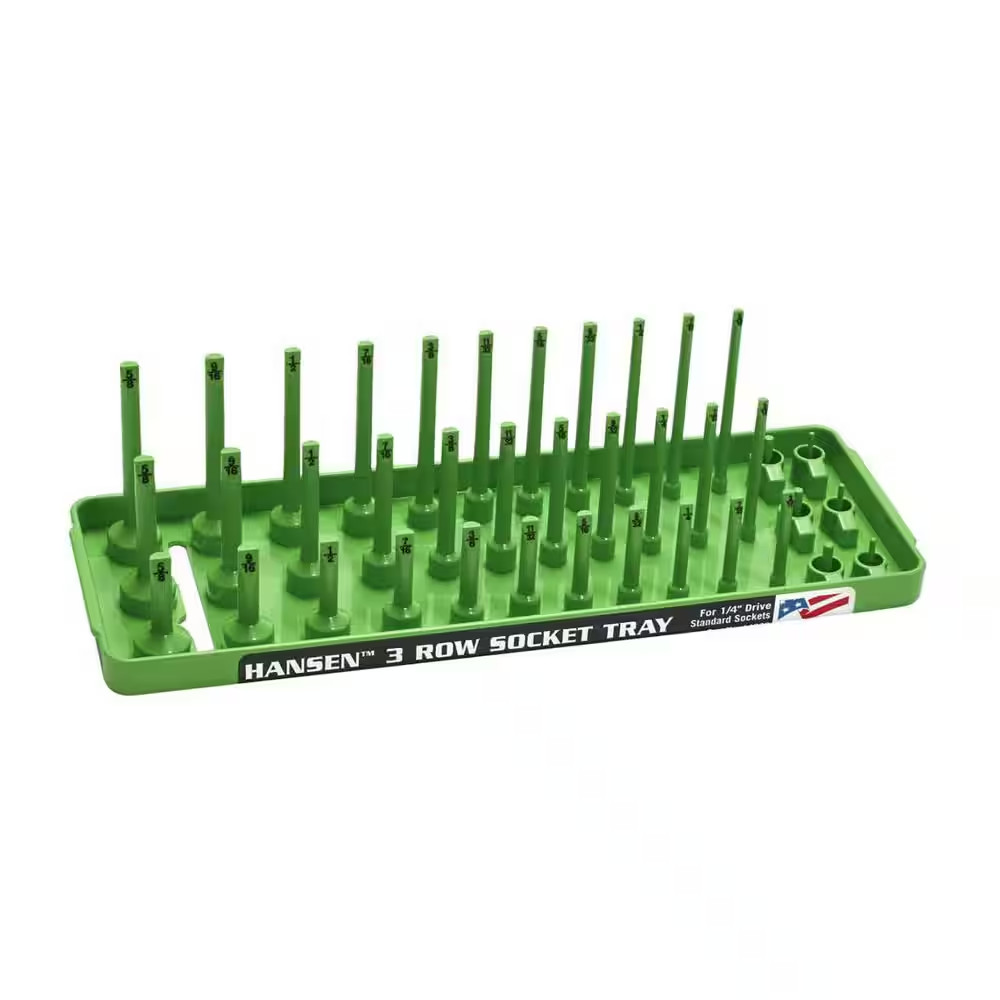3 Row 1/4 In. SAE Socket Tray – Hi-Viz Green