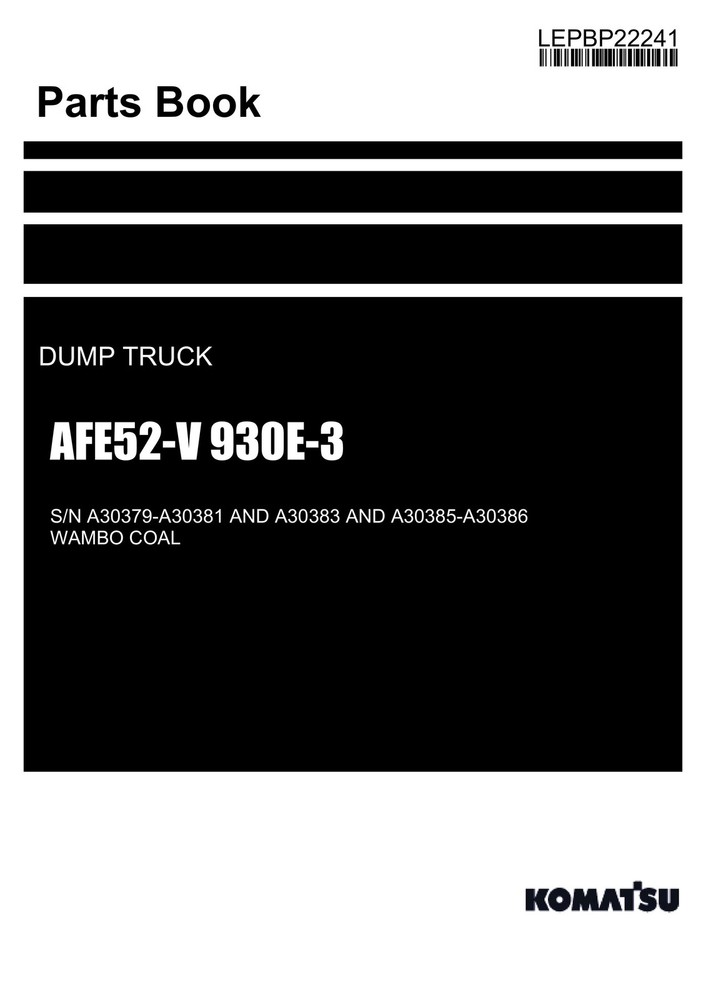 Komatsu AFE52-V 930E-3 Dump Truck Parts Catalog Manual