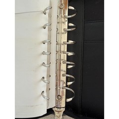 Franklin Covey Leather Planner Binder 7 Ring Retractable Handles Black 8 x 10