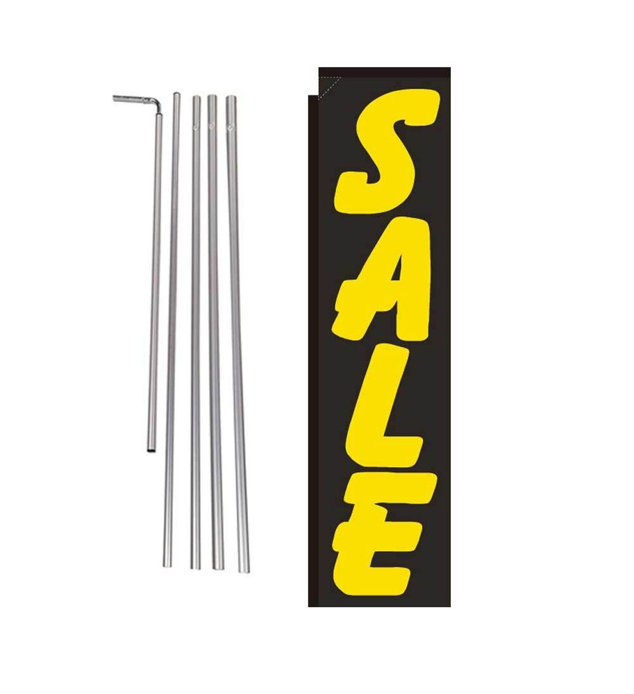 Sale (black/yellow) 15′ Advertising Rectangle Feather Banner Flag w/ pole+spike