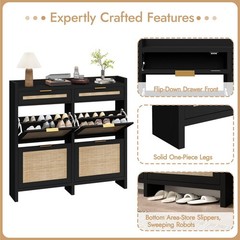 Fluted Coffee Bar Cabinet Adjustable Shelves Press-Spring Door 2Pc 31.5in
