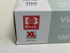 N3: 4 Boxes – 100 each box – Basic Vinyl Synmax Exam Gloves XL BMPF3004