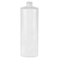 32oz Fluorinated Natural HDPE Cylinder Bottle 28/410 With Black Ribbed Cap