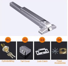 Door Push Bar Panic Exit Device w/ Exterior Lever Emergency Lock Stainless – NEW