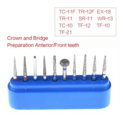 10Pc Dental FG Diamond Burs Kit FG-101 For Crown & Bridge Preparation Anterior