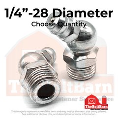 1/4″-28 Zerks Grease Fitting 45 Degree Steel Zinc (Choose Quantity)