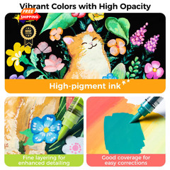 Ohuhu Acrylic Paint Markers Brush Tip: 72 1 Count (Pack of 72), 72 Colors