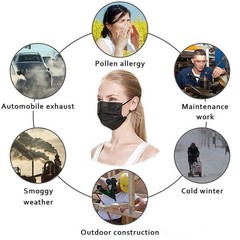 100 Pcs Disposable Face Masks, 3 Ply Face Masks Black Disposable Mask, (Dispo…