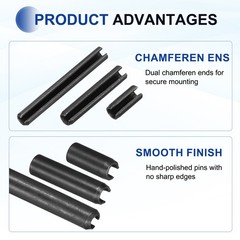 120Pcs Roll Pins 7/50 Inch(3.5mm) Dia. 2/5 Inch(10mm) Length 65Mn Steel, Black