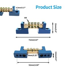 Unlorspy 5 PCS Brass Wire Screw Terminal 4 Positions Terminal Bus Bar Blue Gr…