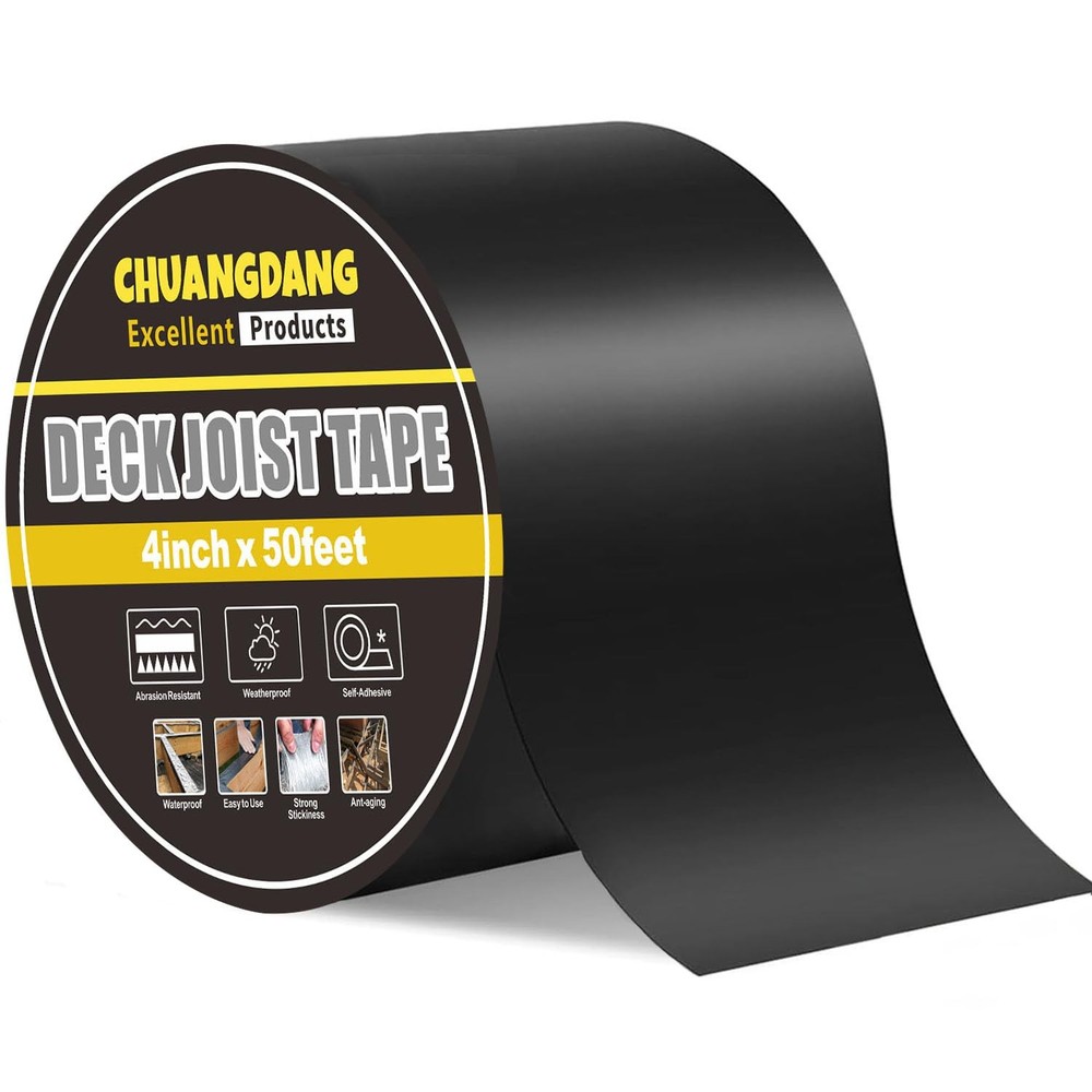 Black Joist Tape for Decking,0.7mmx4inx50ft,1-Pack,Anti-Corrosion,Weather-Res…