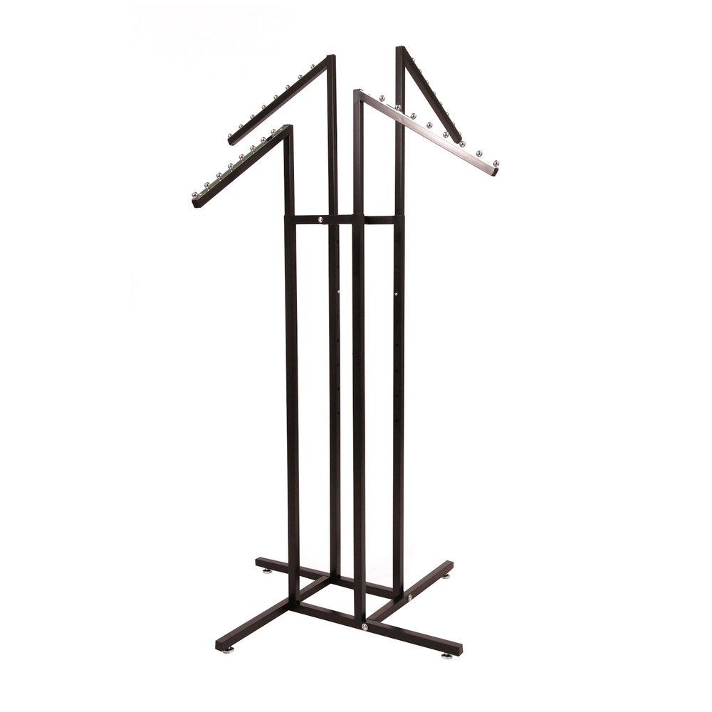 SSWBasics Black 4 Way Adjustable Clothing Rack with Slanted Arms – Retail