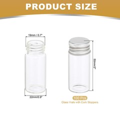 100Pcs 10ml Clear Glass Vials Small Liquid Sample Vial with Screw Caps, Silver