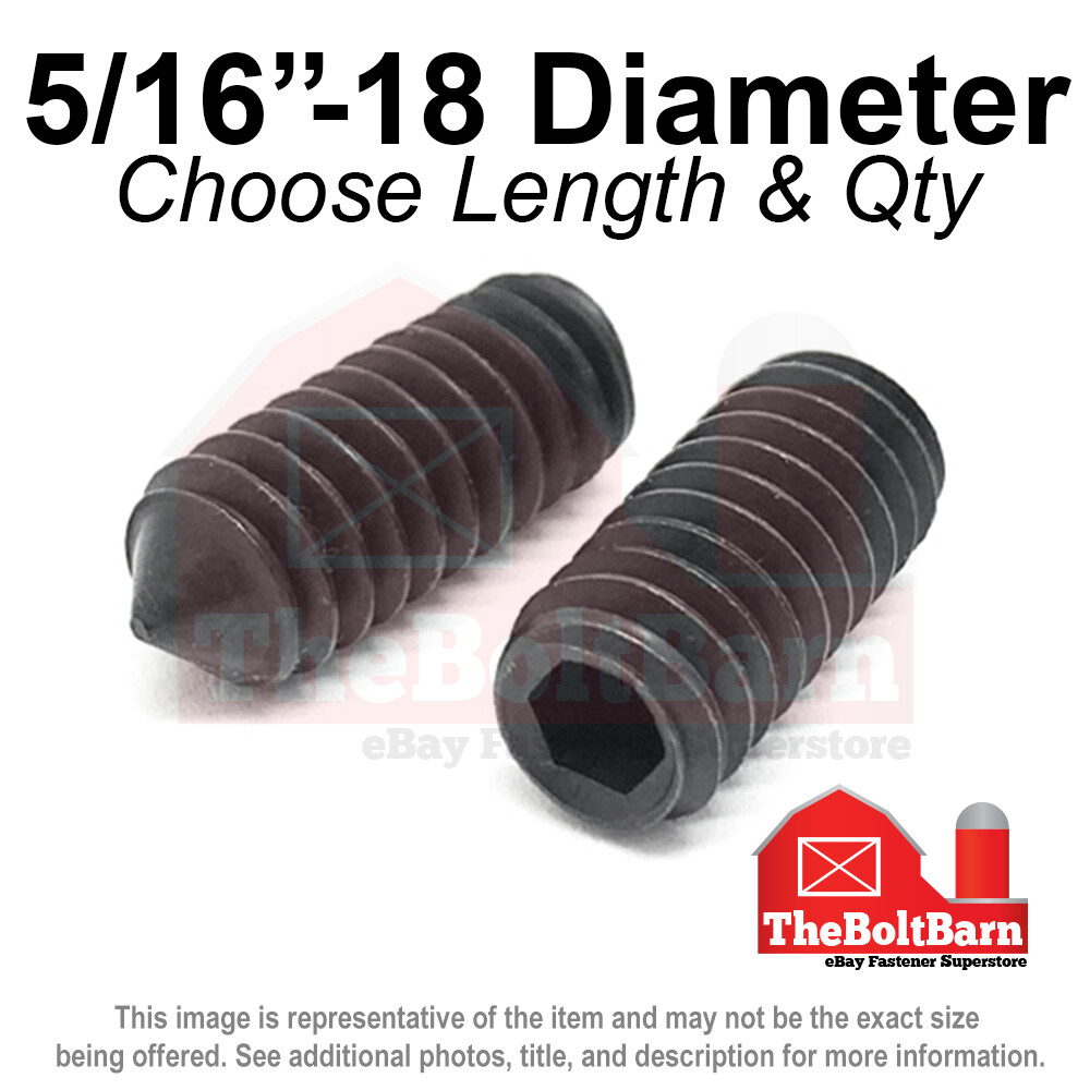 5/16″-18 Alloy Cone Point Allen Socket Set Screw Coarse Black Oxide (Pick Size)