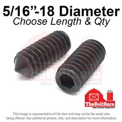 5/16″-18 Alloy Cone Point Allen Socket Set Screw Coarse Black Oxide (Pick Size)
