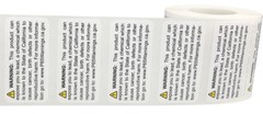 California Proposition 65 Contains Lead Stickers, 1 x 2 Inches, 500 Labels Total