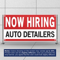 Now Hiring Auto Detailers 13 oz Heavy Duty Vinyl Banner Car Detailer Help Wanted