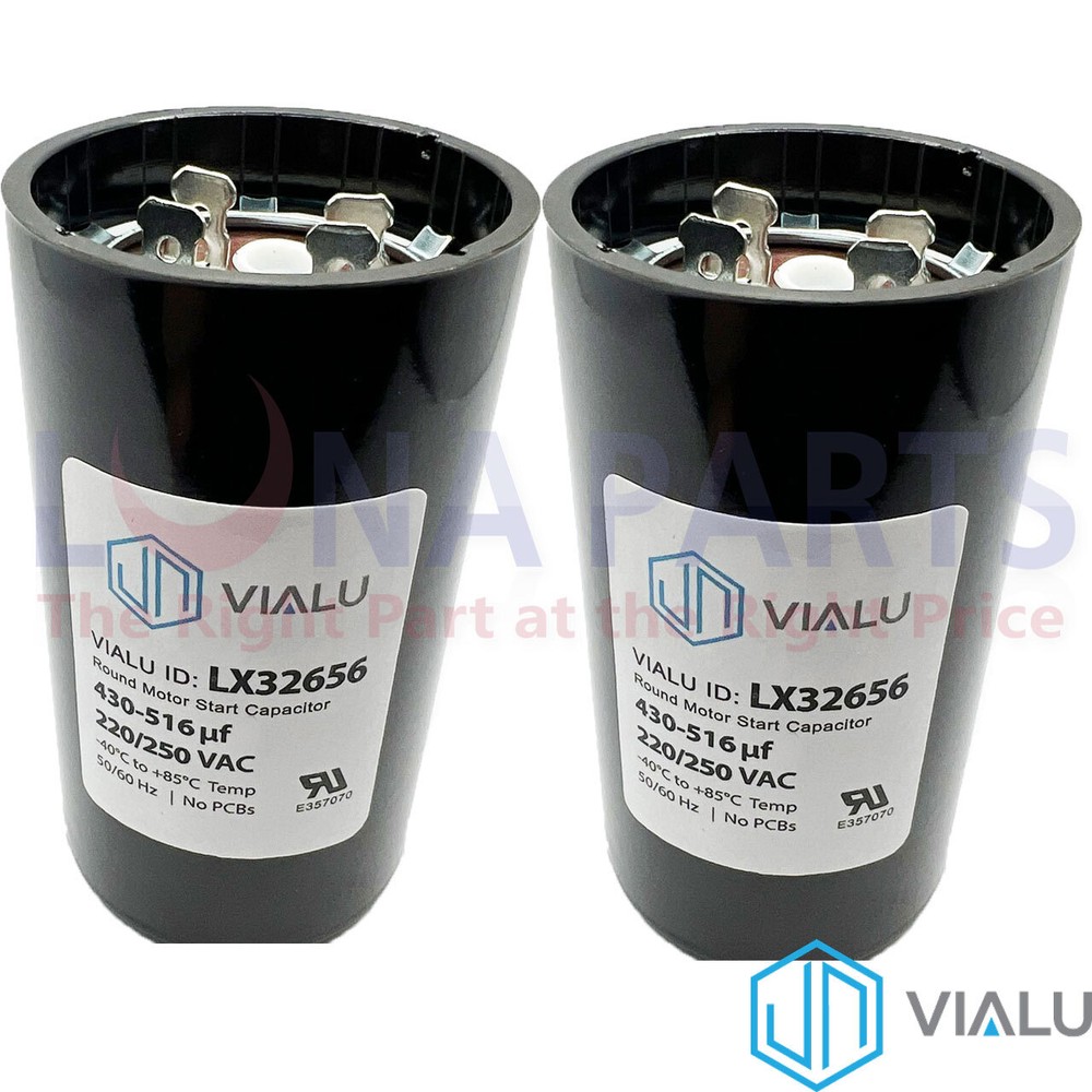 Pack of 2 – VIALU – 430-516 uf/MFD 220-250 VAC Round Start Capacitor 50/60 Hz