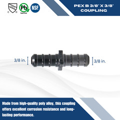 25) 3/8″ PEX COUPLING POLY ALLOY LEAD FREE CRIMP PLASTIC FITTINGS – NSF CUPC