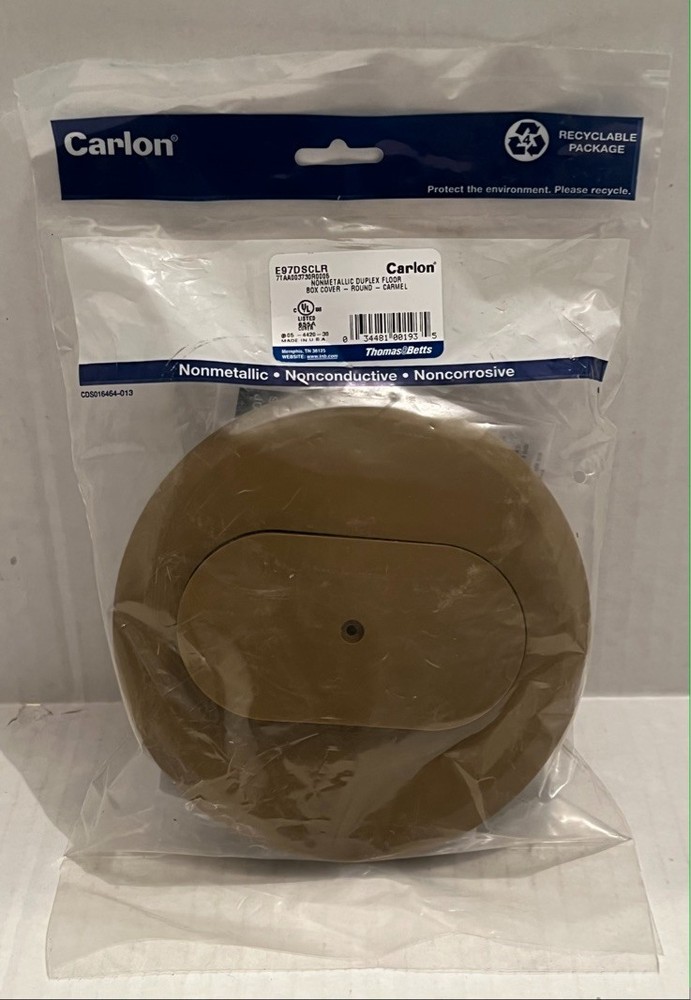 Carlon E97DSC LR – Nonmetallic Duplex Floor Box Cover – Round – Carmel – NEW