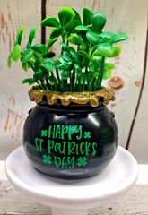 HAPPY St. Patrick’s Day POT SHAMROCK’S Fake Bake Whipped Cream Tiered Tray decor
