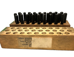 Antique YOUNG BROS. STAMP WORKS Alphabet Steel Stamp Set Type II US Govt 3/16