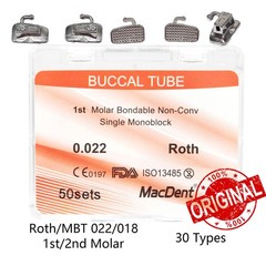 50 Sets MacDent Dental Orthodontic Sgl Buccal Tube Roth.022 1st Molar Non-Conv