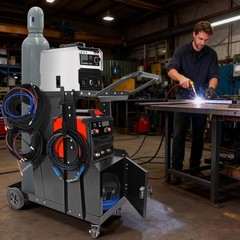 Welding Cart Lockable Cabinet, 2 Tier Heavy Duty Welder Cart for Mig Welder with