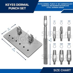 Keyes Dermal Punch 4″ Set Dermatology Surgical Instruments