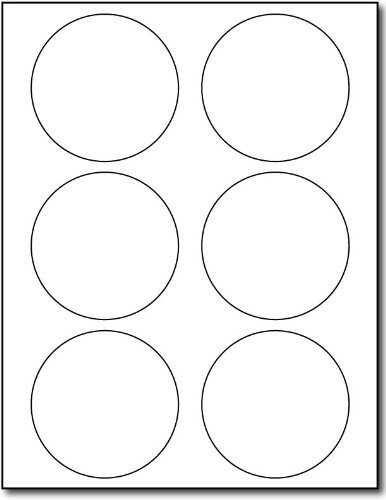 White 3 1/3″ Round Large Circle Labels – 6 Labels Per Sheet – for Inkjet & La…