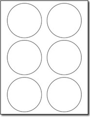 White 3 1/3″ Round Large Circle Labels – 6 Labels Per Sheet – for Inkjet & La…