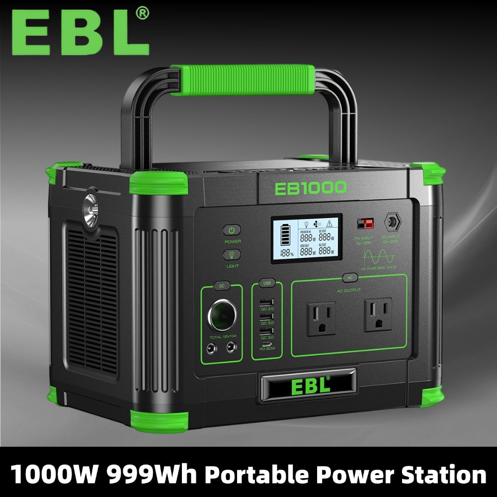 EBL 1000W/999Wh LiFePO4 Lithium Battery Portable Power Station Power Sup⁣ply