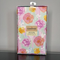 Clementine Pen Set of 3. Colorful Floral in Bloom. Black Ink. Rose Designer. NWT