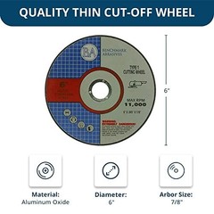 Benchmark Abrasives 6″ Aluminum Oxide Cut Off Wheels for Metal, 100 Count