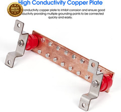 4 Pack Copper Ground Bar Kit 2x10in 16 Terminal Busbar SM40 Insulators 7.2KV