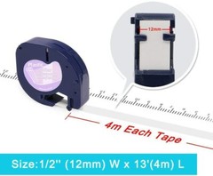 5PK 16952 12267 12mm Clear Tape DYMO LetraTag Refills LT-100H 100T Label Maker