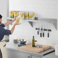 12″W x 60″L Stainless Steel Heavy Duty Kitchen Overshelf Solid Wall Mount Shelf