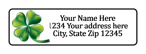 800 Shamrock Personalized Return Address Labels. 1/2 inch by 1 3/4 inch