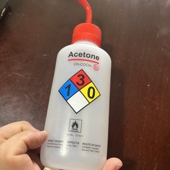 Acetone Wash Bottle, 500ml – Wide Mouth, Pre-Labeled – LDPE – Eisco Labs